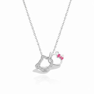 Collier Hello Kitty Femme argent double visage