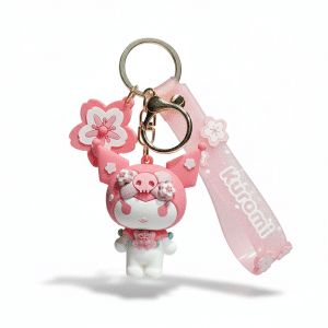 Porte Clé Kuromi Sakura fleur de cerisier