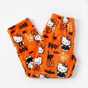 Pyjama Hello Kitty Halloween orange en polaire ultra doux