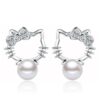 Boucles d’Oreilles Hello Kitty visage avec perle