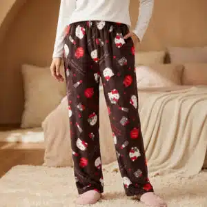 Pyjama Polaire Hello Kitty ultra doux noir pour adultes