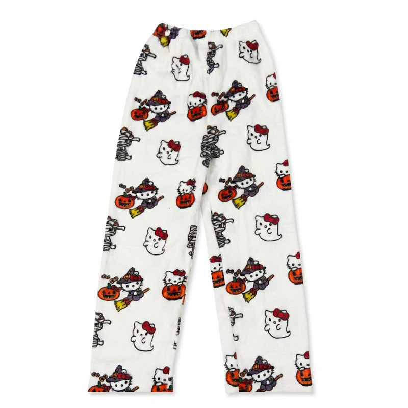 Pantalon Pyjama Hello Kitty Halloween en polaire doux blanc