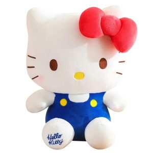 Hello Kitty Peluche Original 20cm avec salopette bleu