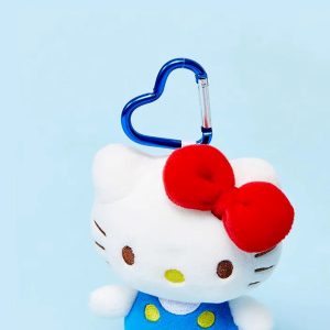 Porte Clé Hello Kitty Peluche originale avec mousqueton coeur