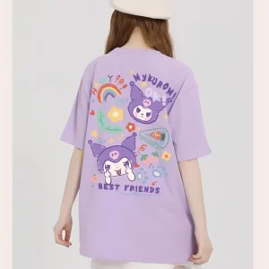 T Shirt Kuromi violet oversize pour adultes
