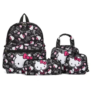 Sac à Dos Hello Kitty Noir​ avec lunch bag, trousse et porte monnaie