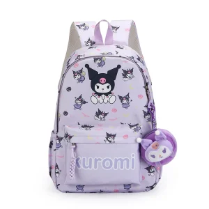 Sac à Dos Kuromi Sanrio violet avec porte clé peluche