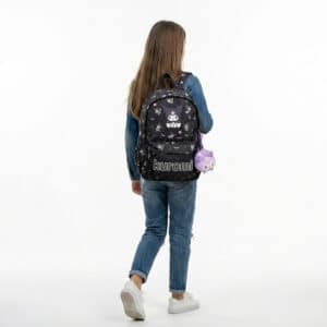 Sac à dos Kuromi Noir avec porte clé peluche violet