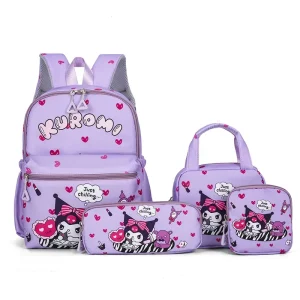 Sac à Dos Kuromi violet set 4 pièces