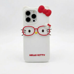 Coque blanche Hello Kitty avec lunettes pour iPhone