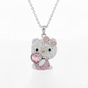 Collier Hello Kitty Swarovski argent et rose