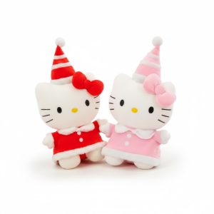 Hello Kitty Noel Peluche rouge et rose 50cm