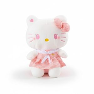 Peluche Hello Kitty 50 cm en robe a carreaux blanc