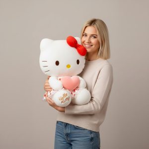 Peluche Hello Kitty 60 cm avec une femme