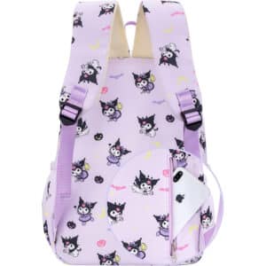 Sac à Dos Kuromi Sanrio violet avec poche zippé dans le dos