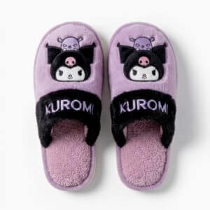 Chausson Kuromi Sanrio violet et noir pour adultes et enfants