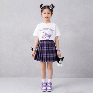 Ensemble Kuromi jupe et T shirt porté par une fille de 10ans