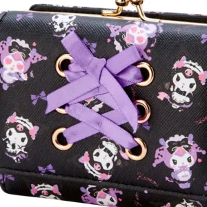 Porte Feuille noir Kuromi Sanrio Lolita dentelle violet