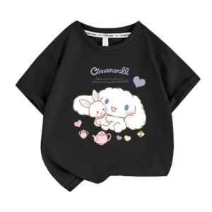 Cinnamoroll Sanrio T Shirt noir pour enfant et adultes