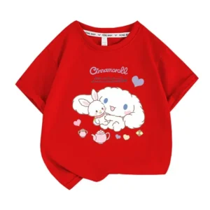 Cinnamoroll Sanrio T Shirt rouge pour enfant et adultes