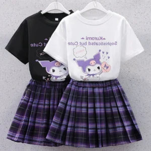 Ensemble Kuromi Fille jupe et t shirt noir ou blanc