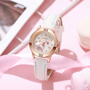 Montre Femme Hello Kitty​ blanc bracelet cuir pu