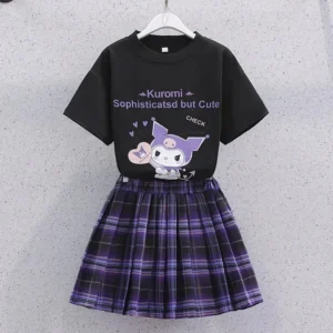 Ensemble Kuromi Fille jupe et t shirt noir
