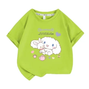 Cinnamoroll Sanrio T Shirt vert clair pour enfant et adultes