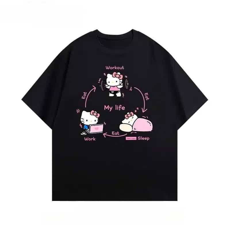 T Shirt Hello Kitty Adulte noir