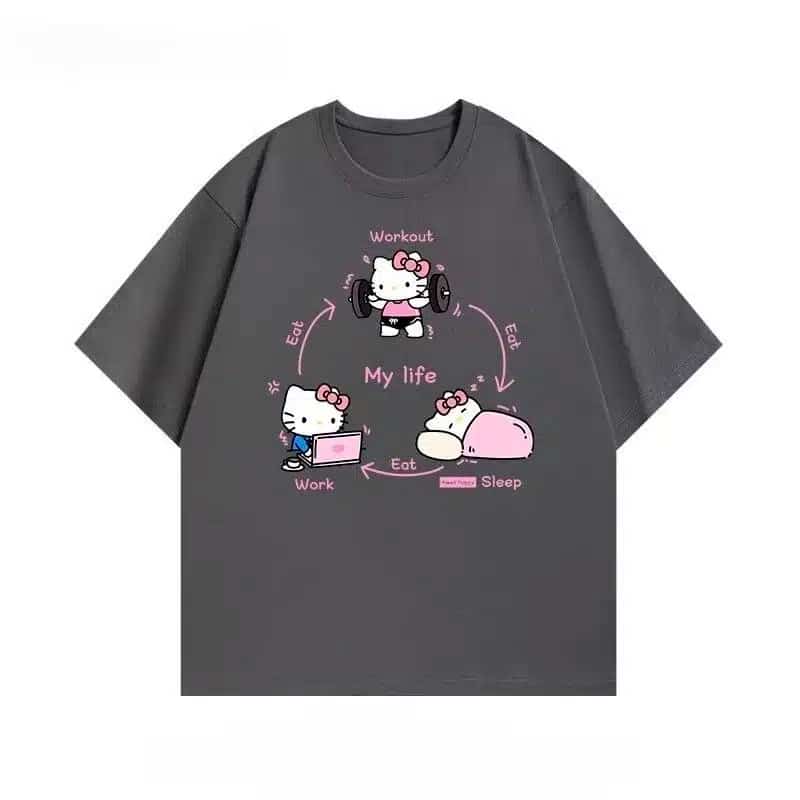 T Shirt Hello Kitty Adulte gris