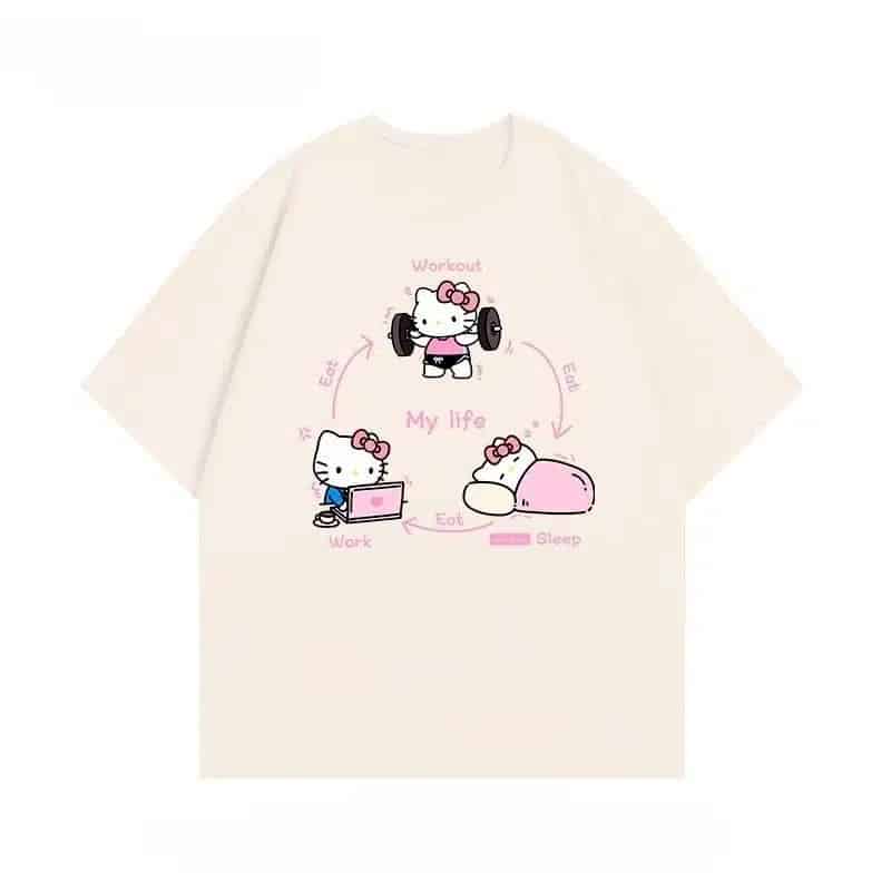 T Shirt Hello Kitty Adulte Beige