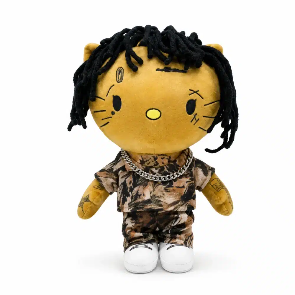 Peluche Hello Kitty x NBA YoungBoy, peluche camouflage collector Hello Kitty et rap