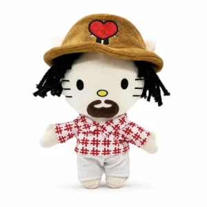 Peluche Hello Kitty x Bad Bunny Style A, peluche folk collector Hello Kitty et reggaeton
