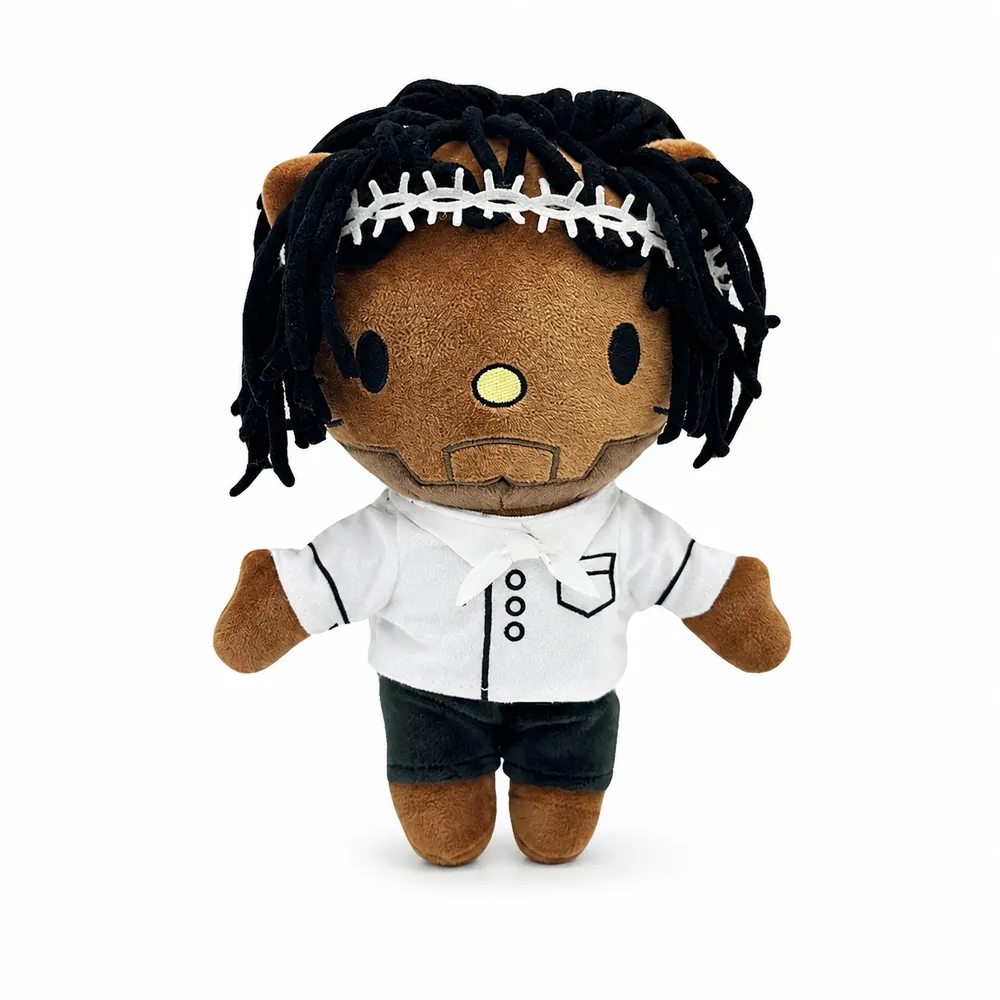 Peluche Hello Kitty x Kendrick Lamar Style A, peluche workwear collector Hello Kitty et hip-hop