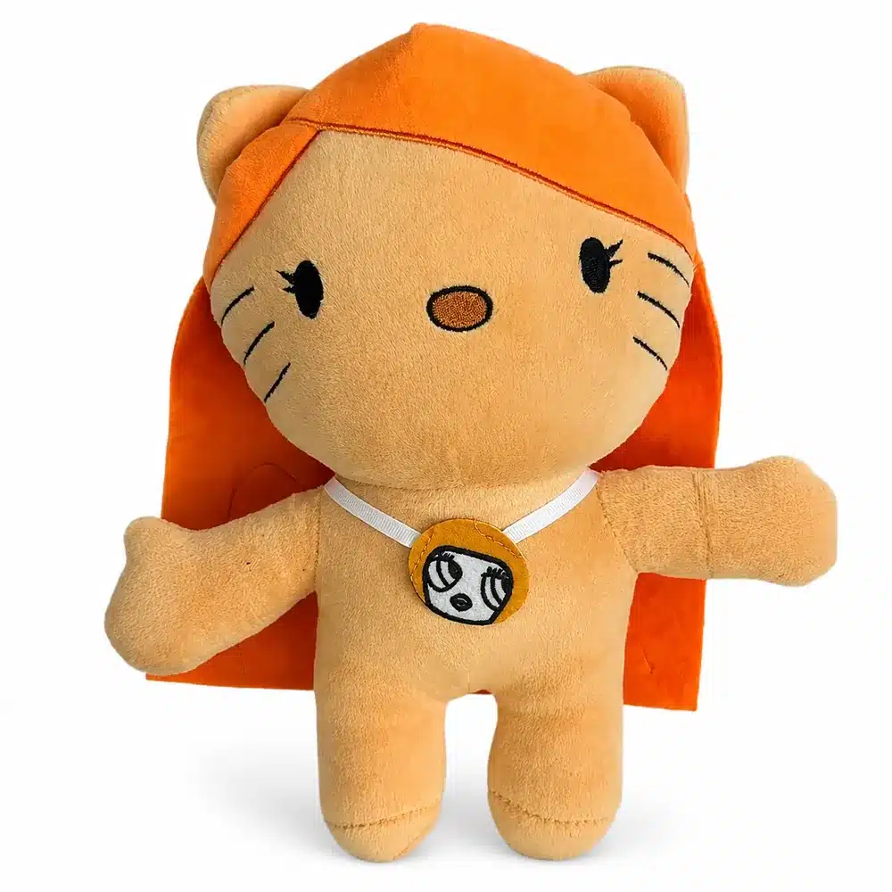 Peluche Hello Kitty x Ice Spice, peluche cheveux orange médaillon collector Hello Kitty et rap