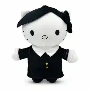 Peluche Hello Kitty x Wednesday, peluche gothique collector Hello Kitty et série