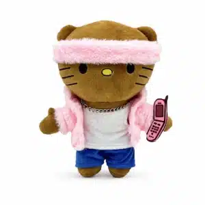 Peluche Hello Kitty x Cam'ron, peluche fourrure rose collector Hello Kitty et hip-hop